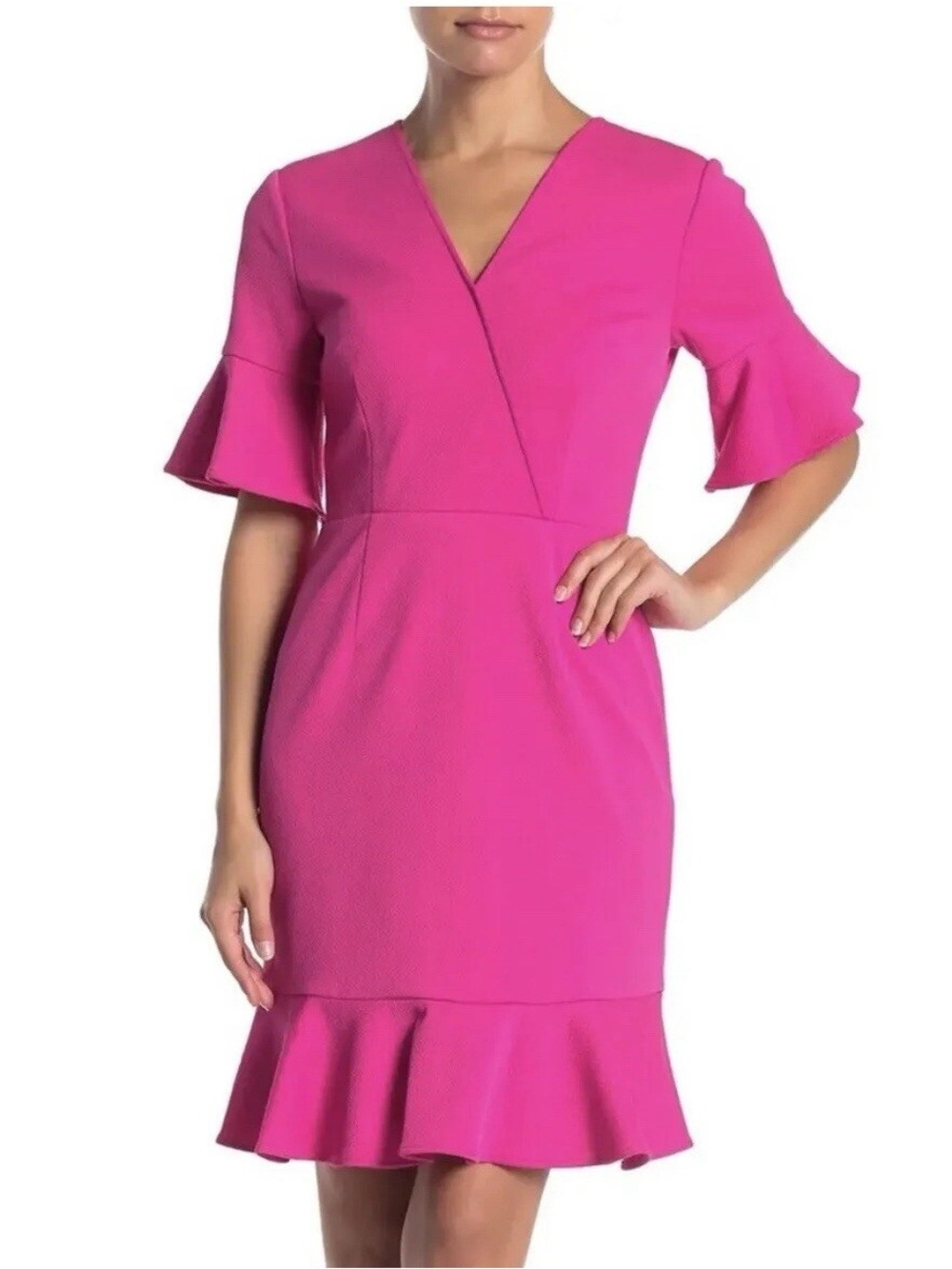 NWT Trina Turk Freya Camellia Hot Pink Ruffle-Hem Dress 2